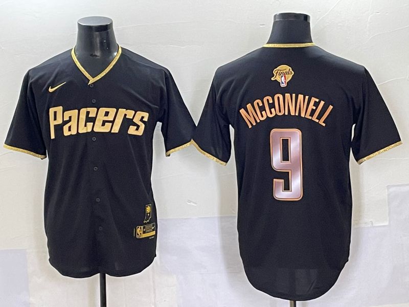 Men 2025 Indiana Pacers 9 Mcconnell Black Joint Name NBA Jersey style 26